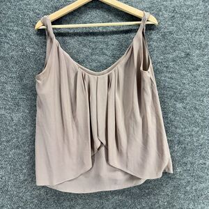 Lost April Blouse Women S Small Beige Sleeveless Wide Strap Round Neck Casual